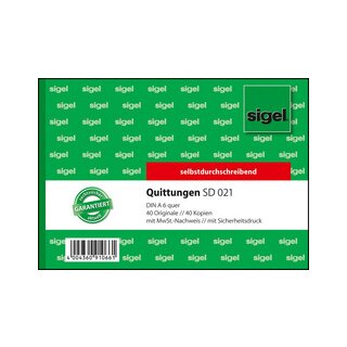 Sigel Quittungen SD023 A6 quer, 3 x 40 Blatt, SD