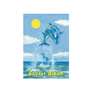 Sticker Sammelalbum für Kids, A5, "Der kleine Delfin", 6 Seiten, Schmucketiketten aus Papier, blanko