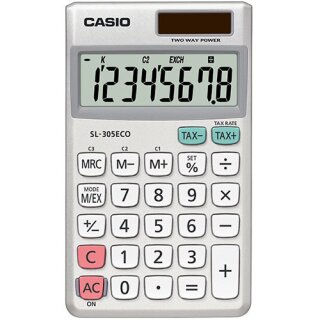 Taschenrechner, SL-305ECO, silber 8-stelliges Display, Solar/Batterie