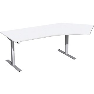 Schreibtisch Elektro-Hubtisch rechts B2166xT1130xH650-1250mm, weiß/silber