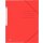Eckspannmappe, DIN A4, 390g, 3 Einschlagklappen, Gummiband, rot, mit Beschriftungsfeld und Rückenschild