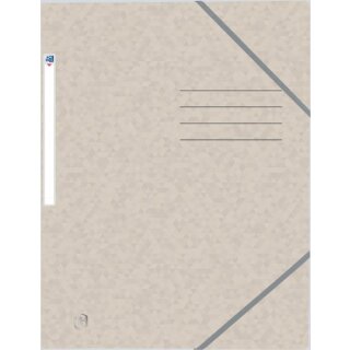 Eckspannmappe, DIN A4, 390g, 3 Einschlagklappen, Gummiband, beige, mit Beschriftungsfeld und Rückenschild