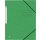 Eckspannmappe, DIN A4, 390g, 3 Einschlagklappen, Gummiband, grün, mit Beschriftungsfeld und Rückenschild