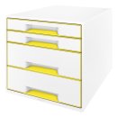 Ablagebox WOW Cube 4 Schubladen, weiß/gelb, mit...