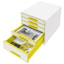 Ablagebox WOW Cube 5 Schubladen, weiß/gelb, mit...