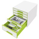 Ablagebox WOW Cube 5 Schubladen, weiß/grün,...