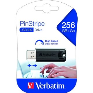 Speicherstick USB 3.0, 256 GB, PinStripe, schwarz