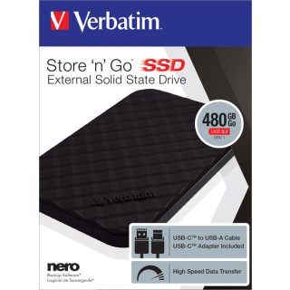 Festplatte Solid State Drive 480GB 2,5", USB 3.1 R 430MB/s, W 400MB/s