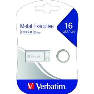 Speicherstick USB 2.0, 16 GB, Metal Executive, silber, 2.5MB/s 17x