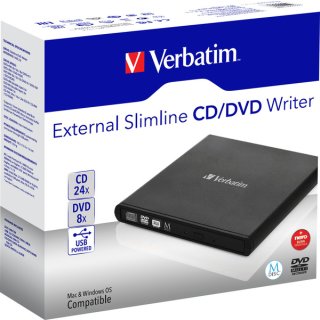 Portable Slimline DVD-RAM Brenner, mit USB 2.0, schwarz