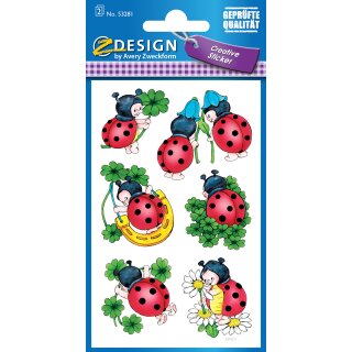 Creative Papier-Sticker, Marienkäfer beglimmert VE=2 Blatt