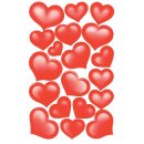 Creative Papier-Sticker, Herzen rot, beglimmert VE=2 Blatt