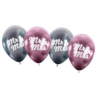 4 Maxiballons/ Maxi Balloons "Mr & Mrs", Ø 30-32 cm/13 inch