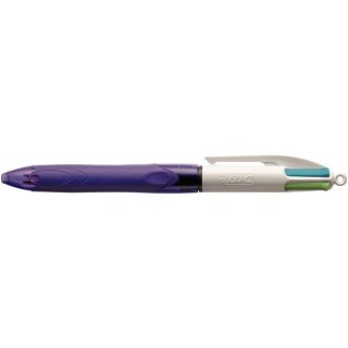 4-Farb-Kugelschreiber Grip Fun, 0,4 mm, lila/weiß, Schreibfarben rosa, lila, hellblau, grün