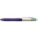 BIC 4-Farb-Kugelschreiber Grip Fun 0,4 mm lila/weiß