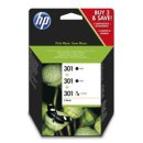 HP 301 Tintenpatrone 3er Pack 2 x Schwarz, Farbe CMY