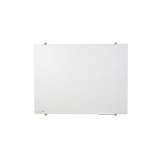 Glasboard Colour 90 x 120 cm, magnethaftende Glasoberfläche, weiß, inkl. Kreidemarker, Magnete und Montageset