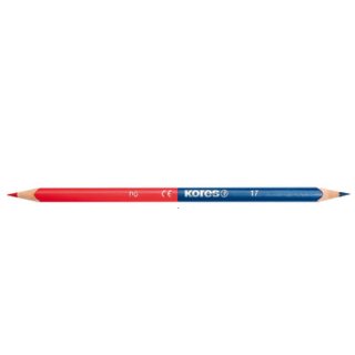 Kores Lehrerbuntstift TWIN dünn, blau/rot, 3-eckig, nicht radierbar, einzeln