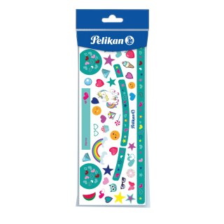 Farbkasten-Sticker Pelikan Sticker Türkis / Herzen für Deckfarbkasten