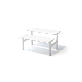 Doppelarbeitsplatz Varia, 1800 x 800 je Tisch, höhenverstellbar 650-1250mm, Platte weiß, Gestell: weiß