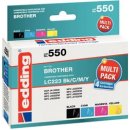 edding Tinte 550, Multipack, ersetzt Brother LC223BK/C/M/Y, Inhalt: 1x 13,5 ml + 3x 9 ml