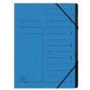 Ordnungsmappe Colorspan, für DIN A4, 7 Fächer, mit Gummizug, innen schwarz, Deckel mit Liniendruck, blau