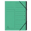 Ordnungsmappe Colorspan, für DIN A4, 7 Fächer, mit Gummizug, innen schwarz, Deckel mit Liniendruck, grün