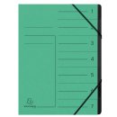 Ordnungsmappe Colorspan, für DIN A4, 7 Fächer, mit Gummizug, innen schwarz, Deckel mit Liniendruck, grün