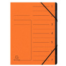 Ordnungsmappe Colorspan, für DIN A4, 7 Fächer, mit Gummizug, innen schwarz, Deckel mit Liniendruck, orange