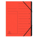 Ordnungsmappe Colorspan, für DIN A4, 7 Fächer, mit Gummizug, innen schwarz, Deckel mit Liniendruck, rot