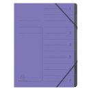 Ordnungsmappe Colorspan, für DIN A4, 7 Fächer, mit Gummizug, innen schwarz, Deckel mit Liniendruck, violett