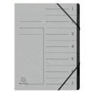 Ordnungsmappe Colorspan, für DIN A4, 7 Fächer, mit Gummizug, innen schwarz, Deckel mit Liniendruck, grau