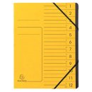 Ordnungsmappe Colorspan, für DIN A4, 12 Fächer, mit Gummizug, innen schwarz, Deckel mit Liniendruck, gelb