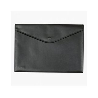 Sichttasche, für DIN A4, opak, schwarzer Druckknopf, geprägte Folie, 1 Pack = 10 Stück, schwarz