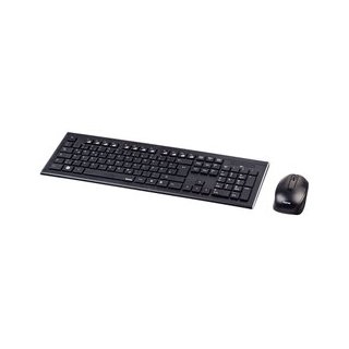 Funktastatur/-MausSet Cortino, schwarz, hochauflösender optischer Sensor, steuern der Multimediafunktionen mit einem Tastendruck, flache Tasten, Reichweite: 8m, 3-Tasten-Maus, Tastatur 105 Tasten