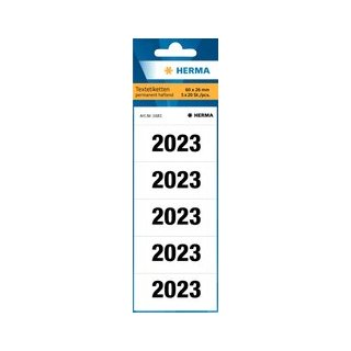 Jahreszahlen 2023 für Ordner, weiß, 60 x 26 mm, Papier matt, 100 Etiketten