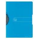 Express-Clip-Hefter PP A4, transparent-blau, für ca. 30 Blatt, Swing-Mechanik, für ungelochte Ablage