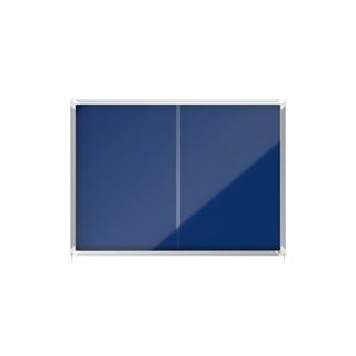 Schaukasten Premium Plus Filz, mit Schiebetür, 18 x A4, blau