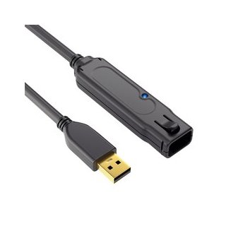 aktives USB-2.0 Verlängerungskabel, schwarz, 6 m, 480Mbps und 0,5A (max. 2,5W), USB-A Stecker auf USB-A Buchse, verriegelbar
