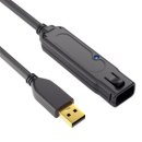 aktives USB-2.0 Verlängerungskabel, schwarz, 6 m, 480Mbps und 0,5A (max. 2,5W), USB-A Stecker auf USB-A Buchse, verriegelbar