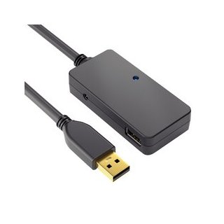 aktives USB-2.0 Verlängerungskabel, schwarz, 6 m, 480Mbps und 0,5A (max. 2,5W), USB-A Stecker auf 4 x USB-A Buchse, Hub-Funktion