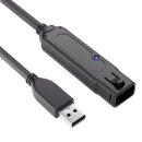 aktives USB-3.1 Verlängerungskabel, Generation 1, schwarz, 10 m, USB-A Stecker auf USB-A Buchse, verriegelbar