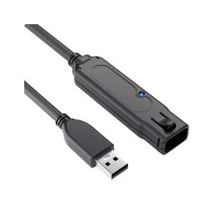 aktives USB-3.1 Verlängerungskabel, Generation 1, schwarz, 15 m, USB-A Stecker auf USB-A Buchse, verriegelbar