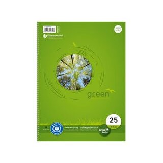 Green Collegeblock, A4, liniert, 80 Blatt, mit Rand, 70g/qm, LIN.25