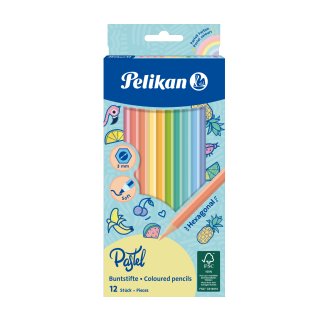 Pelikan Buntstifte Farbstifte sechseckig in 12 Pastellfarben VE=12 Stifte