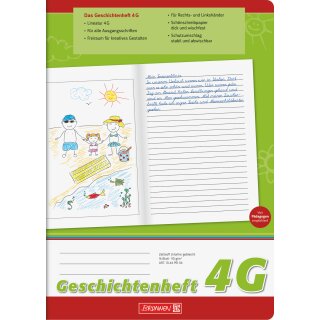 BRUNNEN Geschichtenheft A4 Lineatur 4G - 16 Blatt