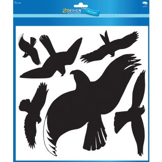 Fensterstoicker -  6 Warnvögel schwarz 1 Bogen 35 x 29,5cm #1