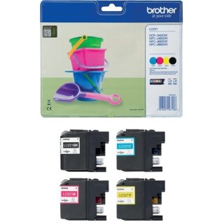 Brother LC-221 Tintenpatronen in schwarz, cyan, magenta und yellow