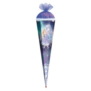 Roth Schultüte Königin im Eis mit Glitter Glitzerborte und Tüllverschluss 85cm 6eckig
