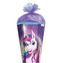 Roth Schultüte Einhornportäit 85cm eckig mit Glitter Glitzerborte und Tüllverschluss